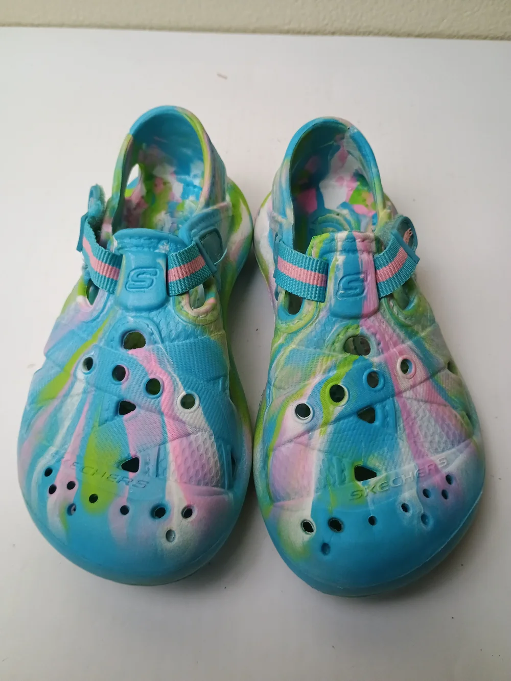 Skechers Cali Toddler Girl 12 Foamies Blue Multi-Color Water-Friendly Clogs